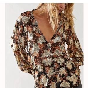 Floral Button-Up Blouse